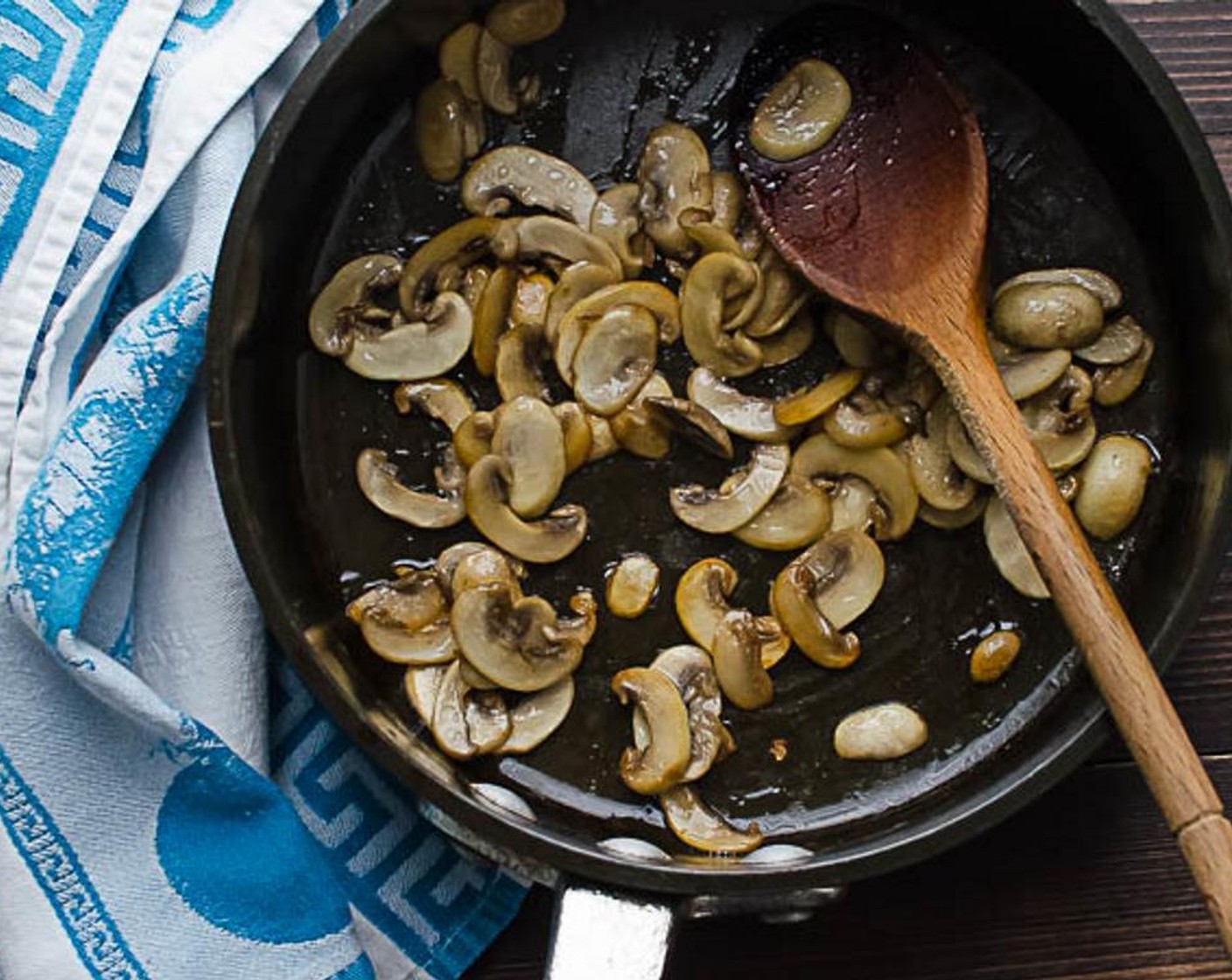 step 8 Add the Button Mushrooms (2 1/4 cups) until they've given up their liquid and start to brown. Transfer the mushrooms to a bowl and set aside. (Can be made ahead).