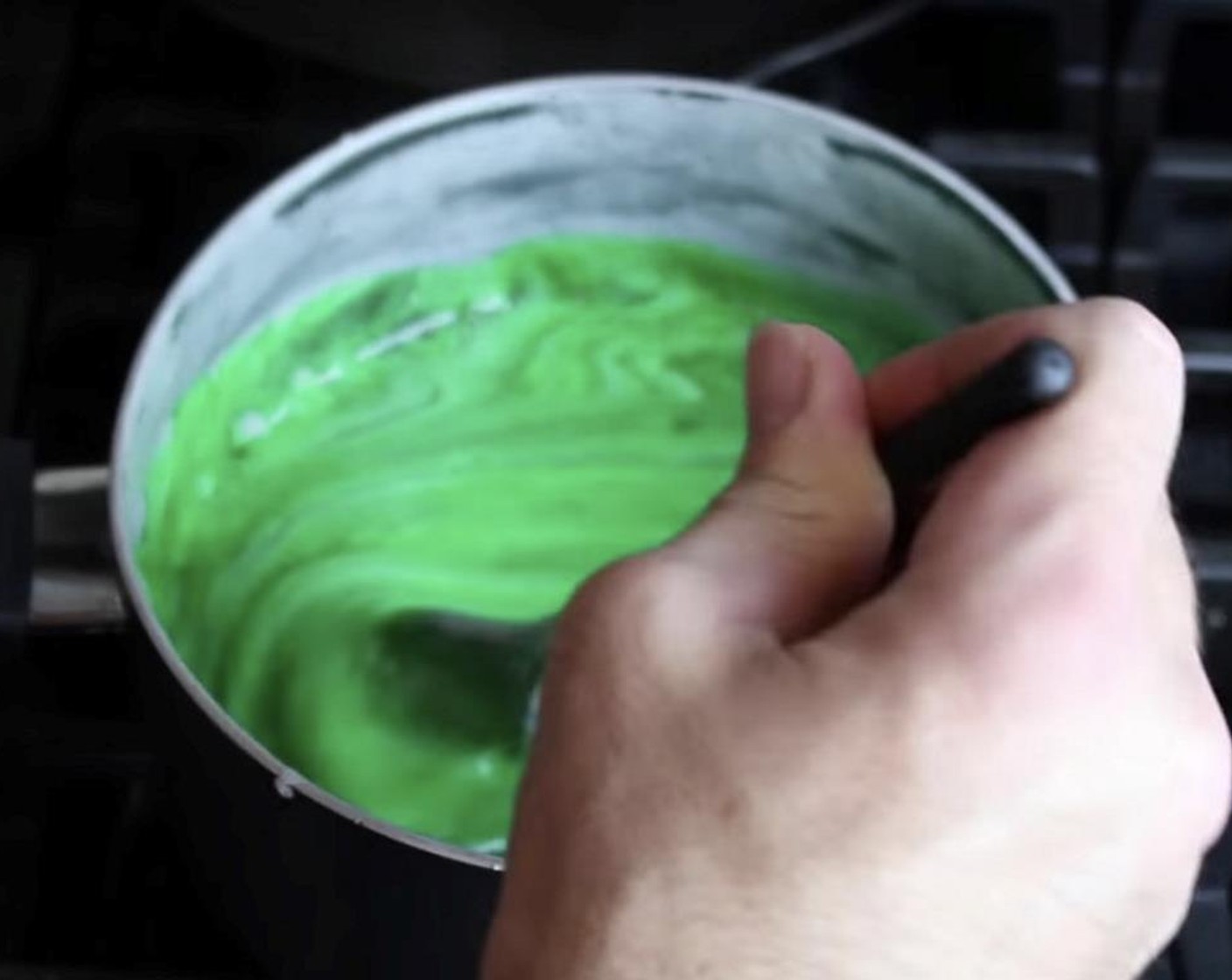 step 8 Add Mint Extract (1 tsp) and mix. Add green Green Food Coloring (1/2 tsp) and mix well.