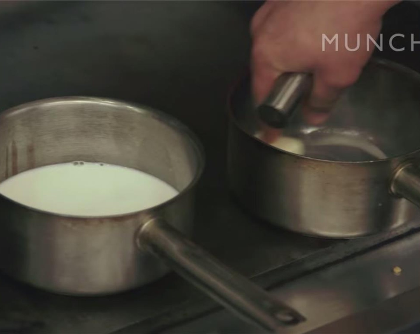 step 1 Begin by preparing your béchamel sauce. Heat Milk (1 1/2 cups) in a saucepan and in a separate saucepan, melt 1 tablespoon of the Unsalted Butter (1/4 cup).