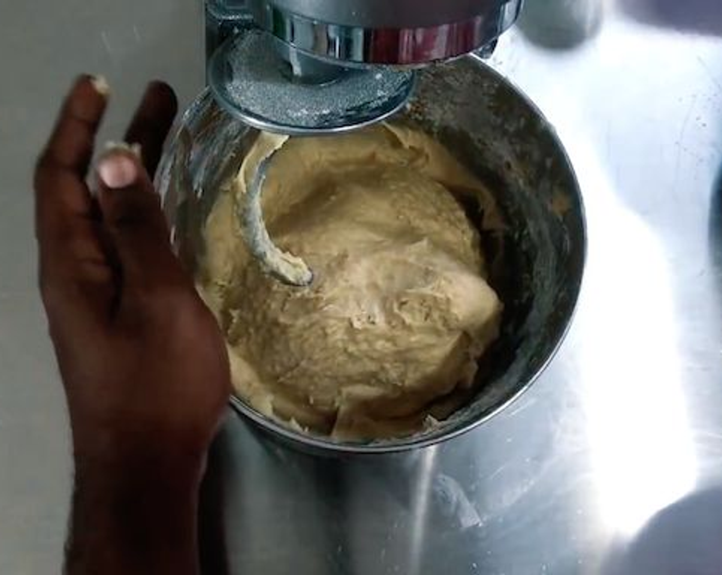 step 5 Add the remaining All-Purpose Flour (1/2 cup) and mix until it starts to pull together as a dough. Stop the mixing and scrape everything down then continue to knead for another 5 minutes.
