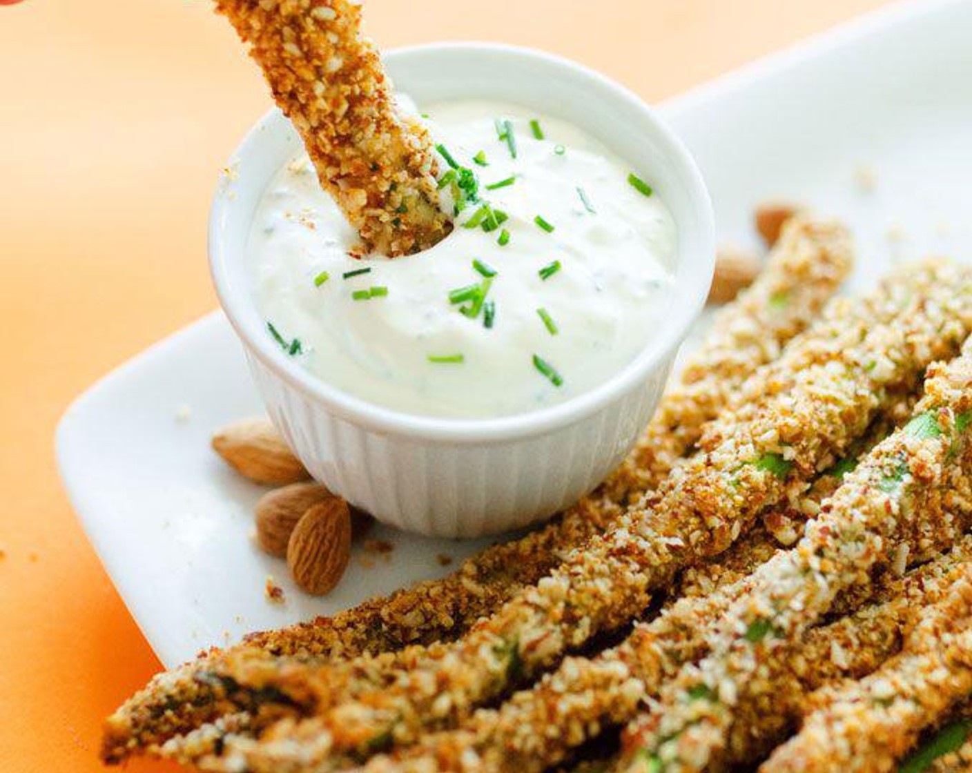 Parmesan and Almond Baked Asparagus Fries