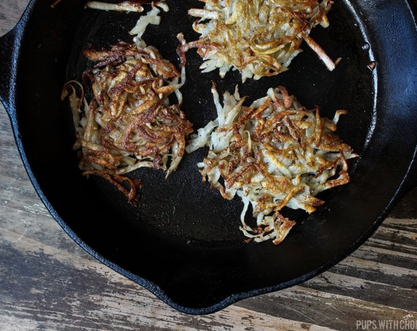 step 9 Take a spatula and smush them down into pattie sizes and cook for approximately 4 minutes a side or until golden crispy.