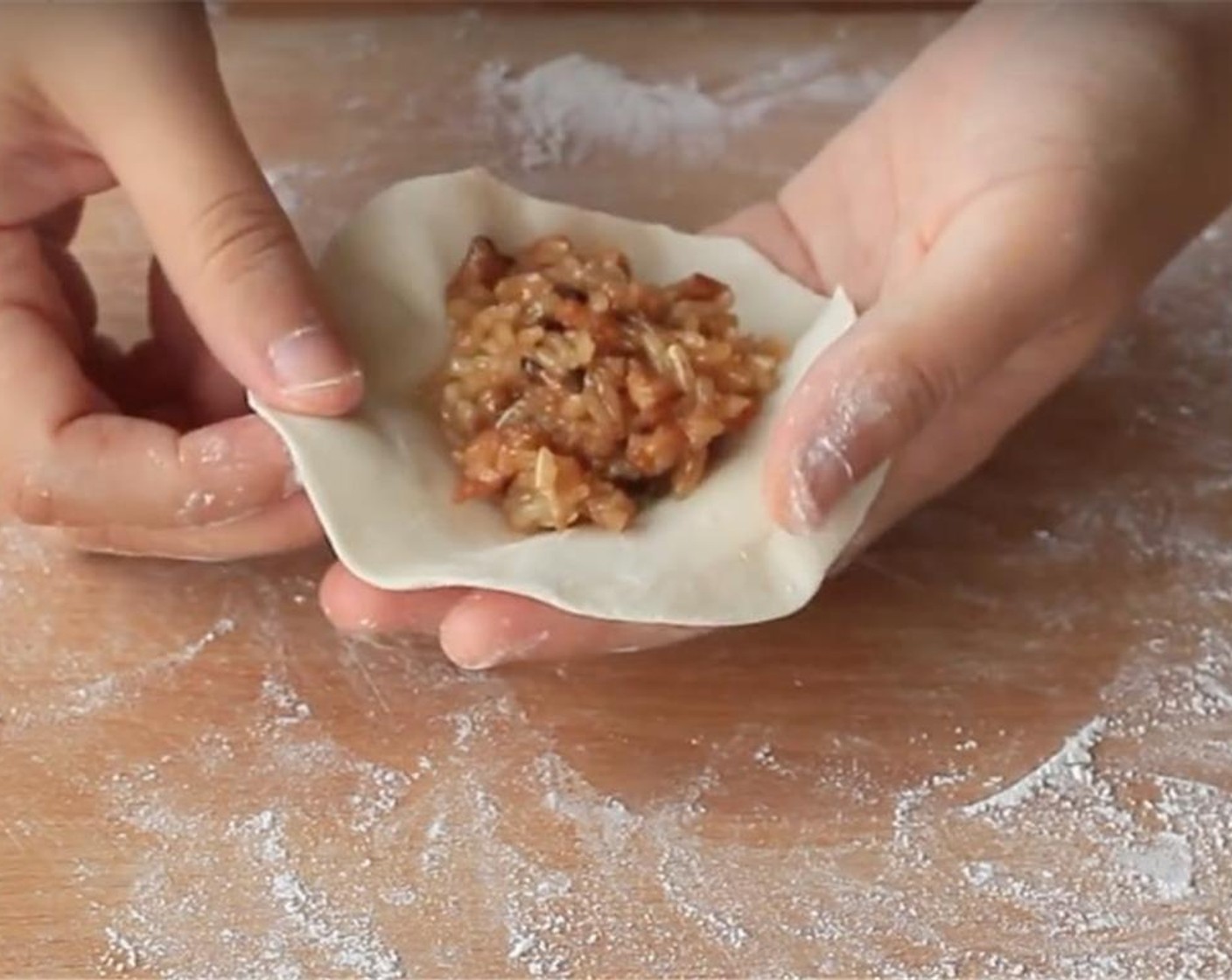 step 9 Assemble siu mai with round Dumpling Wrappers (48).