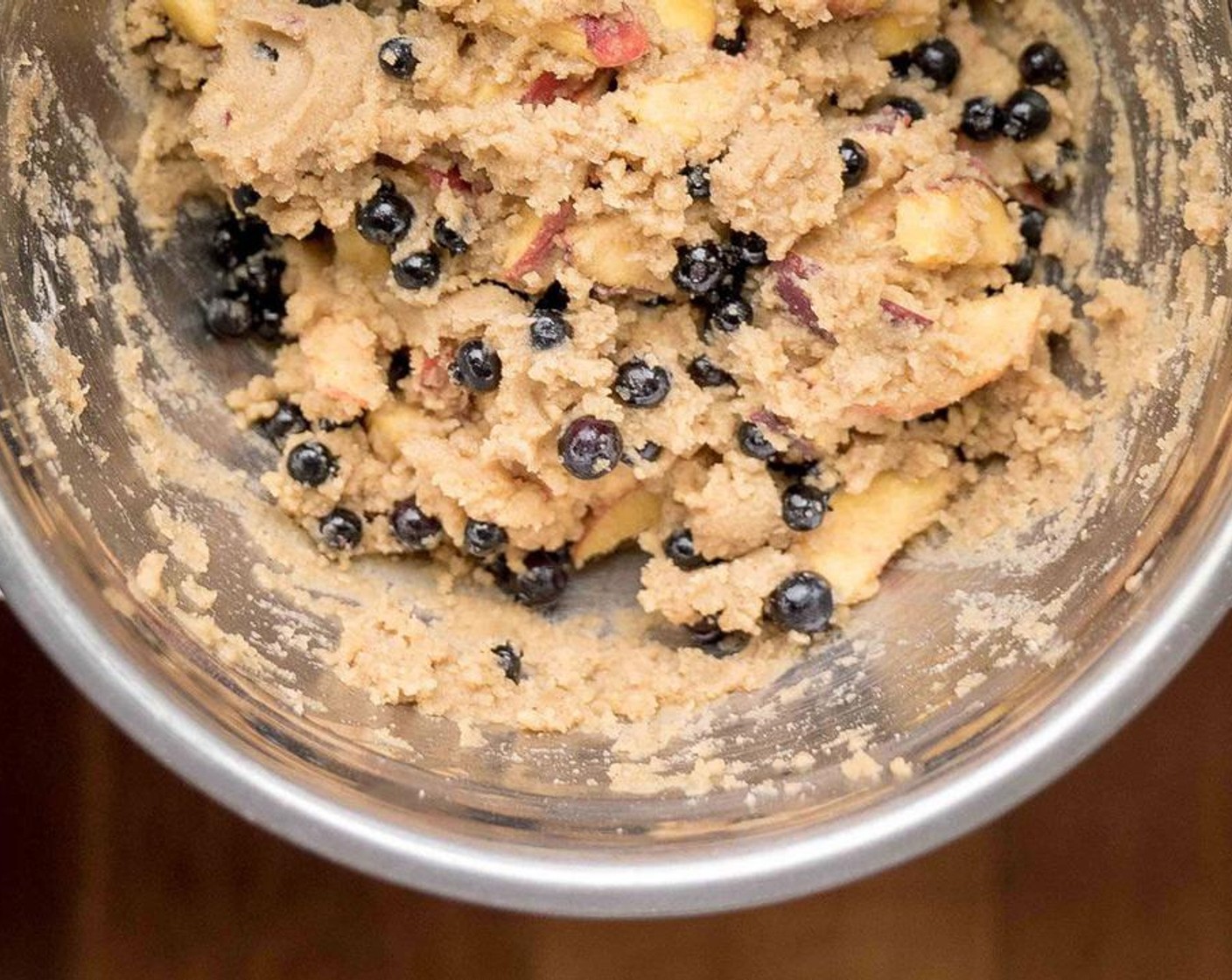 step 6 Add the wet ingredients to the dry ingredients. Do not over-mix. The batter will be a bit crumbly but you shouldn't see any dry bits.