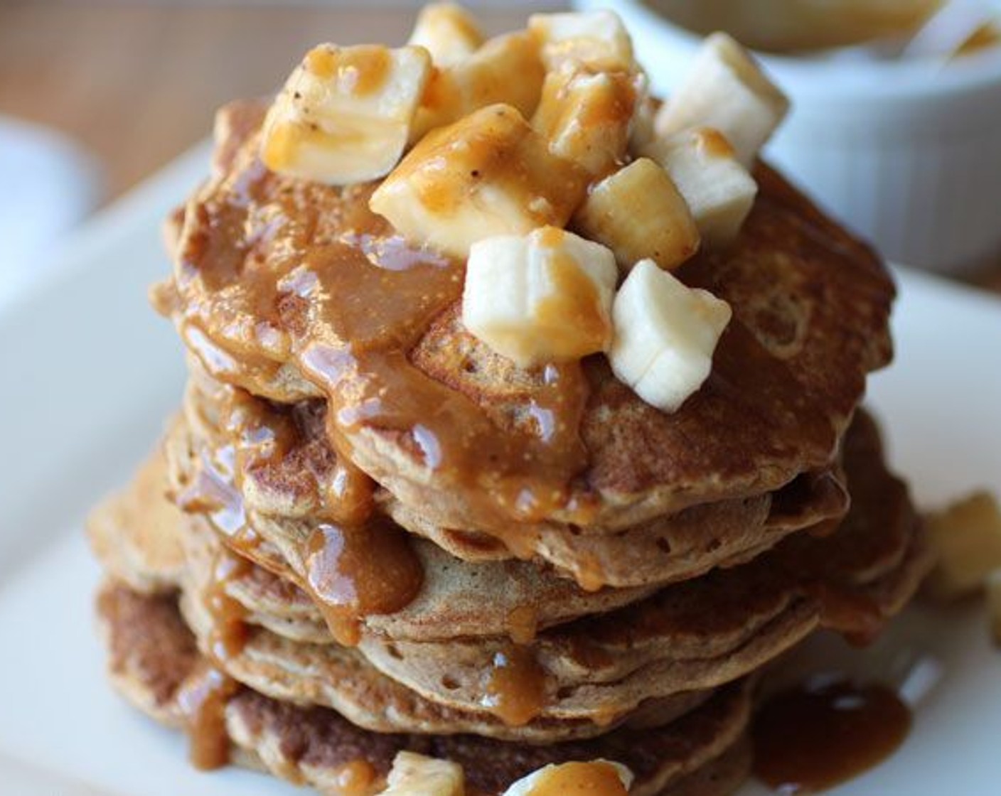 Peanut Butter Banana Oat Pancakes with Magic Sauce