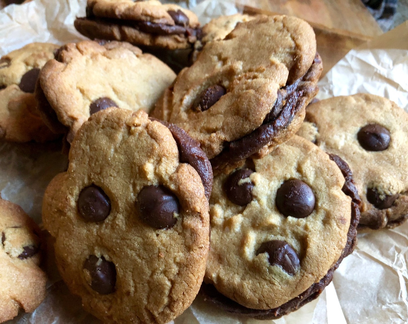 Peanut Butter & Chocolate Chip Sandwich Cookies