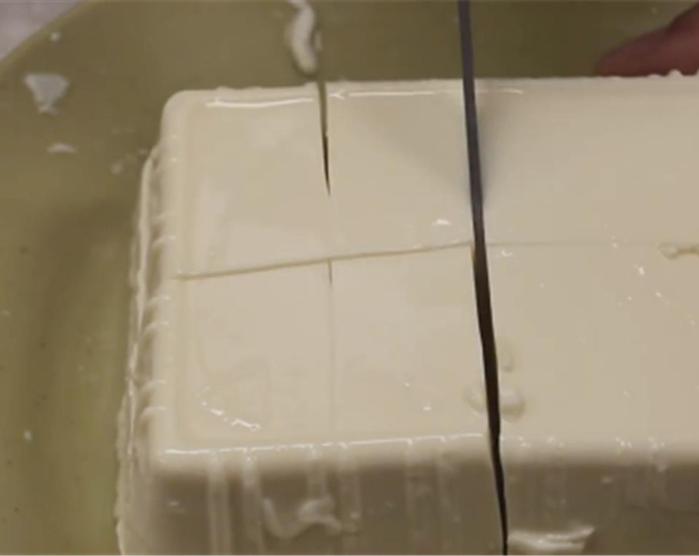 step 8 Cut Silken Tofu (1.3 lb) into blocks.