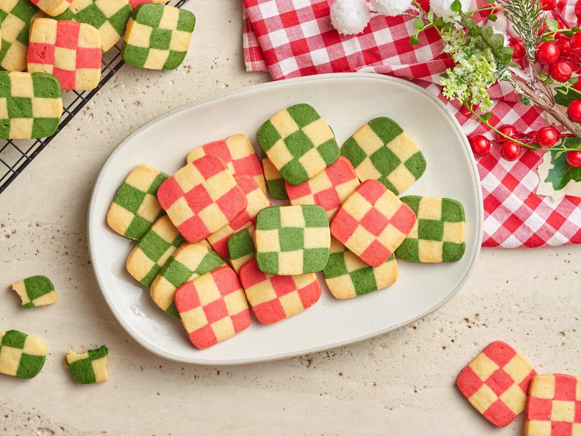 Green and Red Checkerboard Cookies Recipe | SideChef