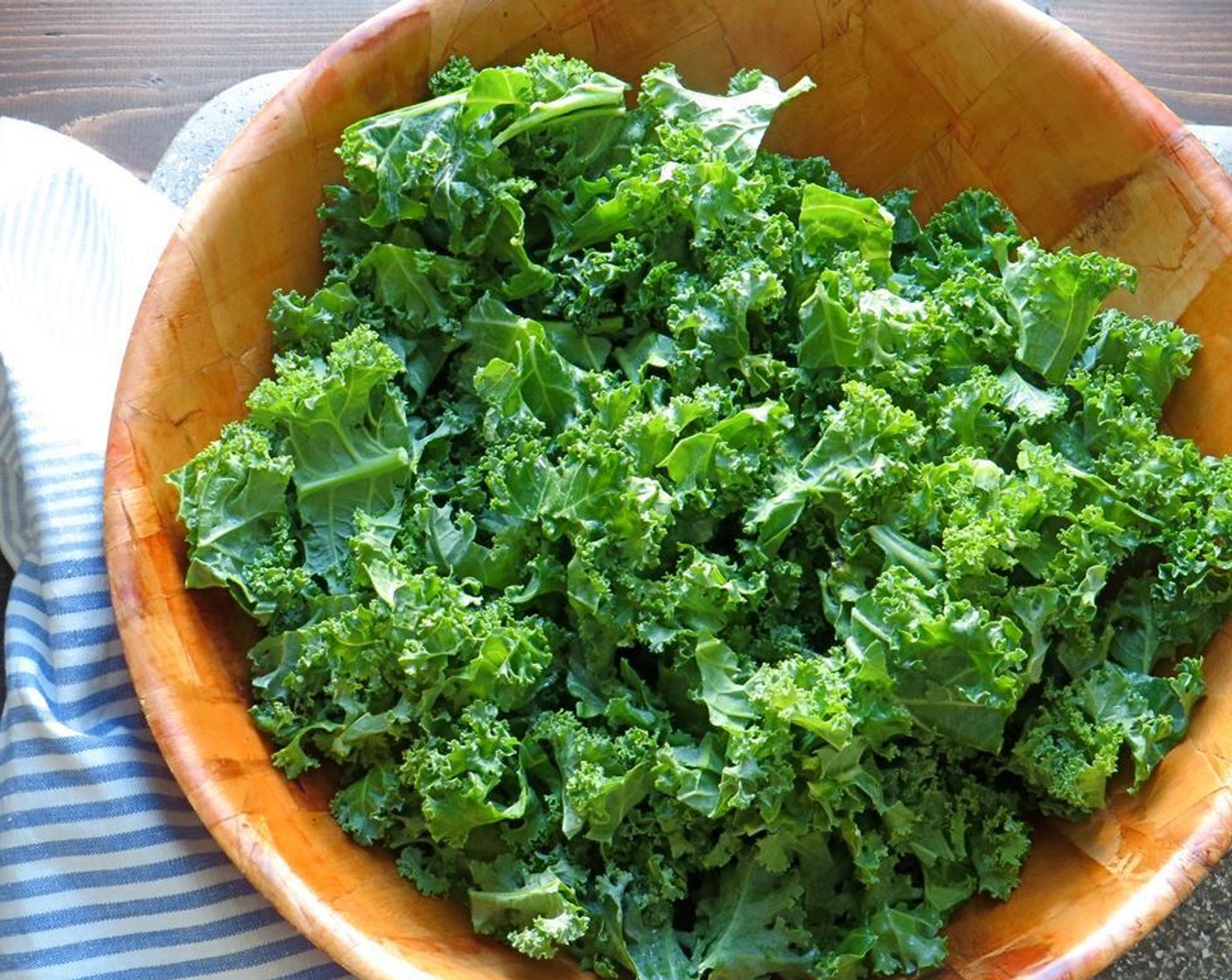 step 2 Wash and dry the Kale (8 cups) and tear it into large pieces.