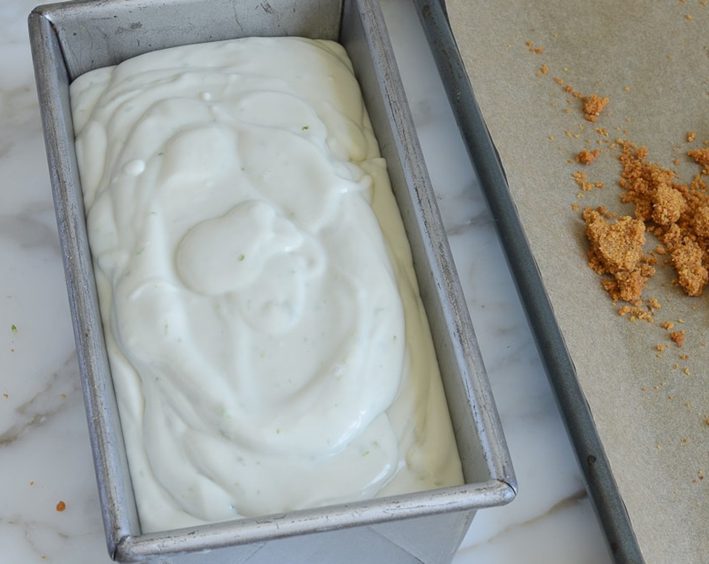 step 10 Pour the ice cream mixture over top.