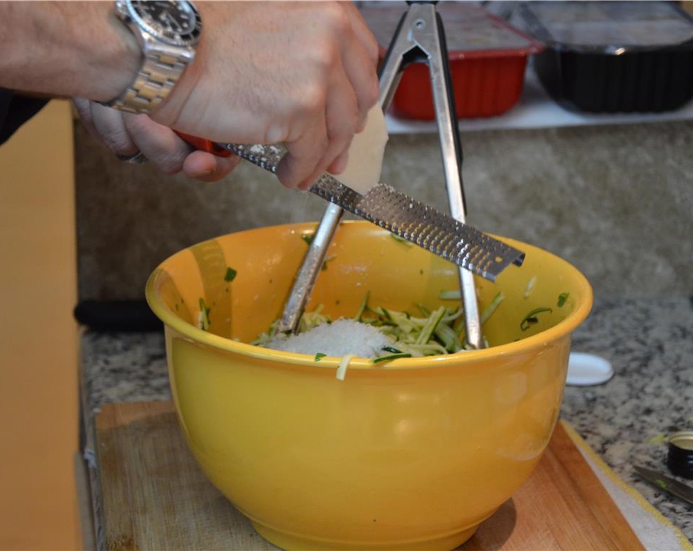 step 4 Using a vegetable peeler, make shavings of the Pecorino Romano Cheese (2/3 cup). You can also finely grate the cheese with a microplane.