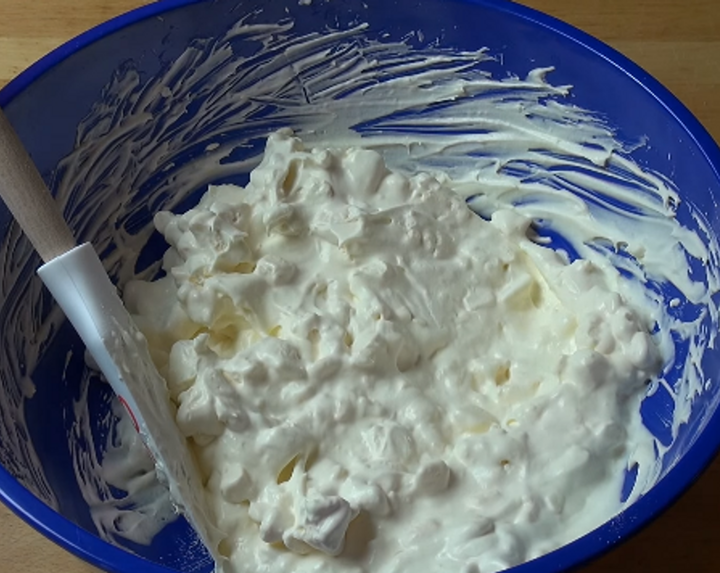 step 1 Whip the Kemps Heavy Whipping Cream (1 1/4 cups) until it forms soft peaks. Crush the Meringue Nests (8) into the cream. Using a spatula, fold the cream and meringue mixture together. Set aside.