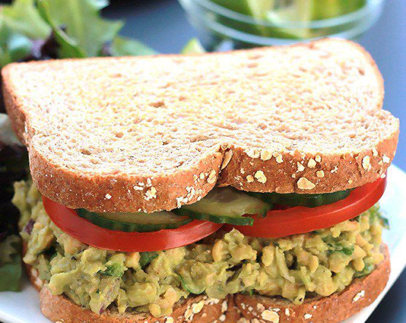 step 4 For sandwiches, pile salad onto Whole Wheat Bread (8 slices) and top with Tomatoes (to taste) and Cucumbers (to taste) or topping of your choice.