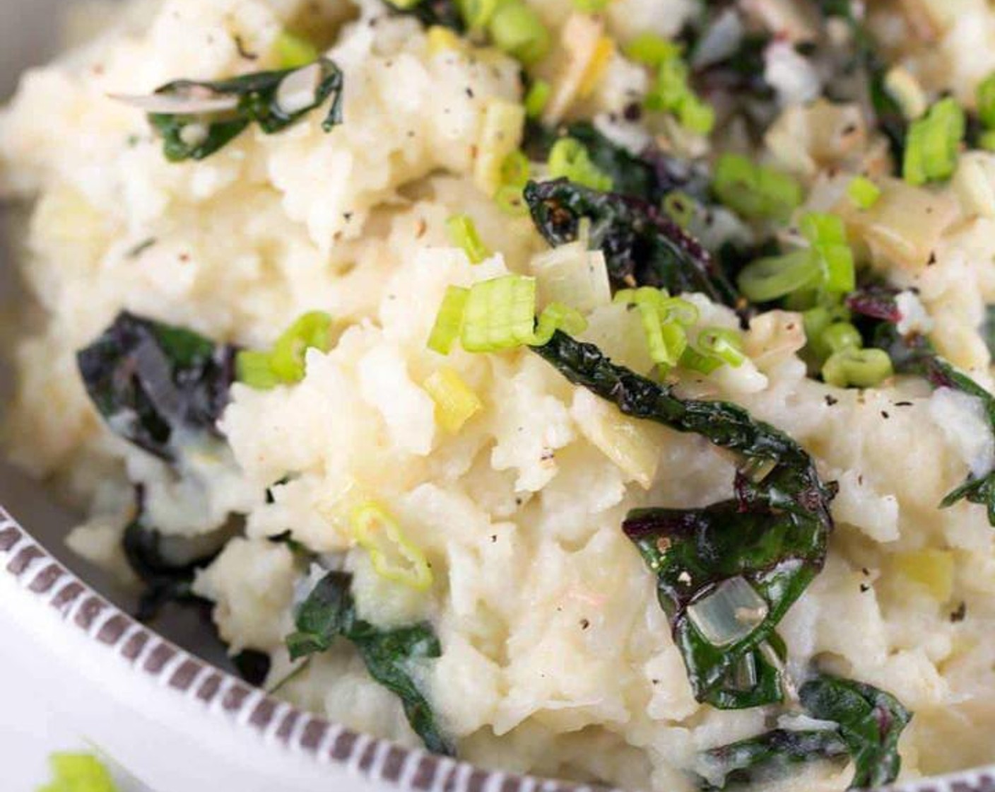 Cauliflower Mashed Potatoes with Swiss Chard