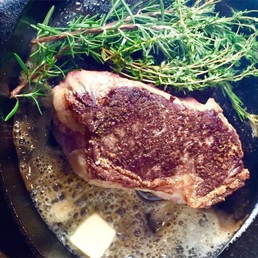 Cast Iron Seared Strip Steak with Herbs and Butter Recipe | SideChef