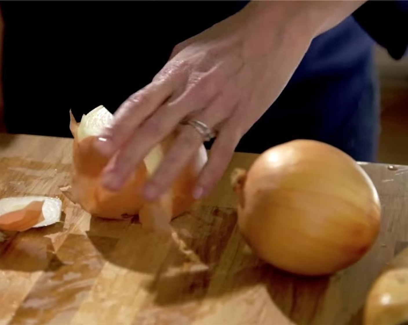 step 2 Cut the Onions (2) into large pieces; the Garlic (1 clove) and Parsnip (1), and Turnip (1) in half.