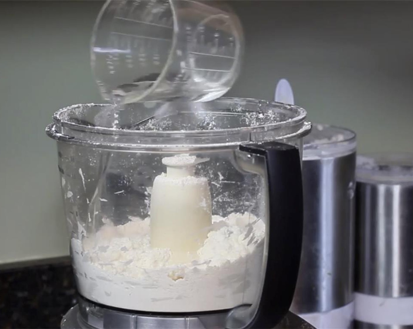 step 4 Start by adding Water (1/3 cup) and pulse just until the dough starts to come together. Then add a little more if you need it (do not exceed ½ cup).