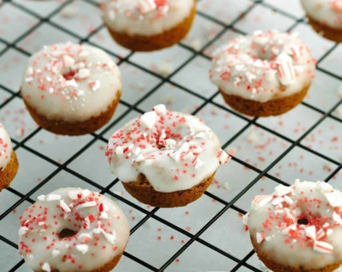 Mini Gingerbread Donuts with Peppermint Glaze