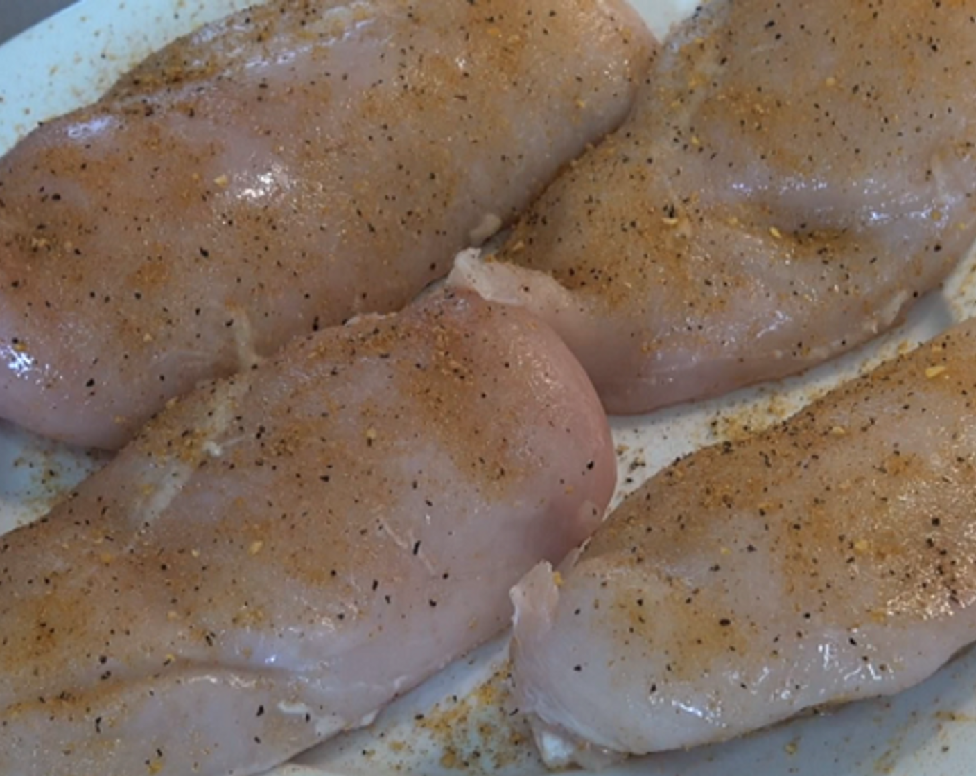 step 1 Season the Boneless, Skinless Chicken Breasts (4) with Moroccan Seasoning (2 Tbsp).