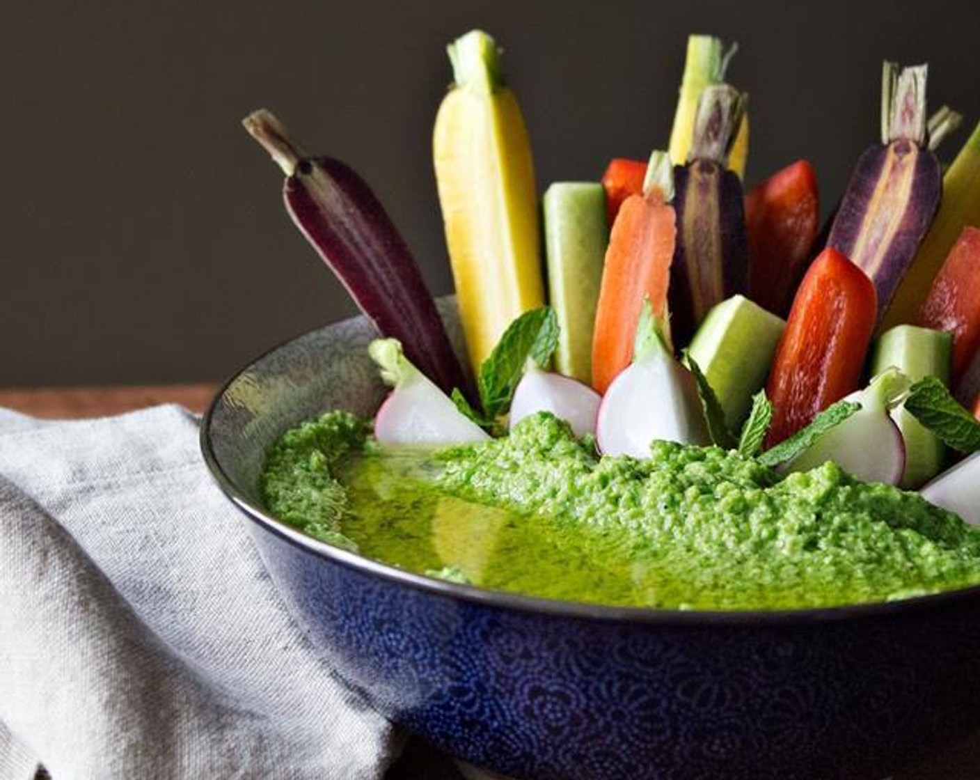 Pea and Garlic Hummus with Crudités