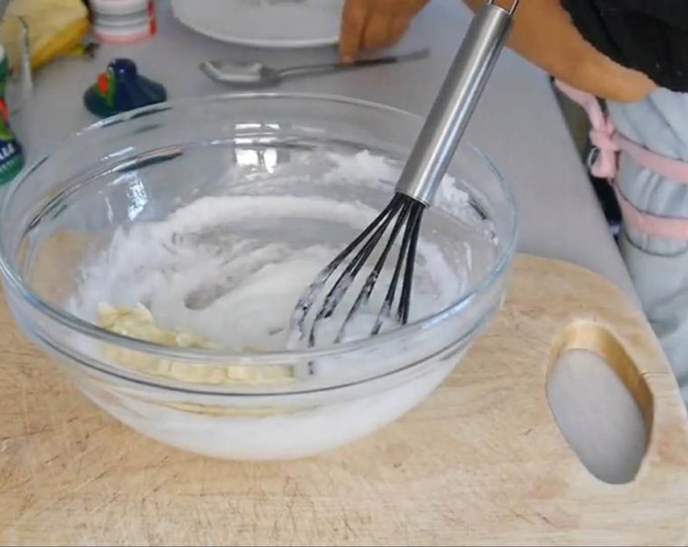 step 2 Mash the Banana (1) using a fork and add it to the coconut cream and mix. Add the Eggland's Best Classic Egg (1) and continue to mix well.