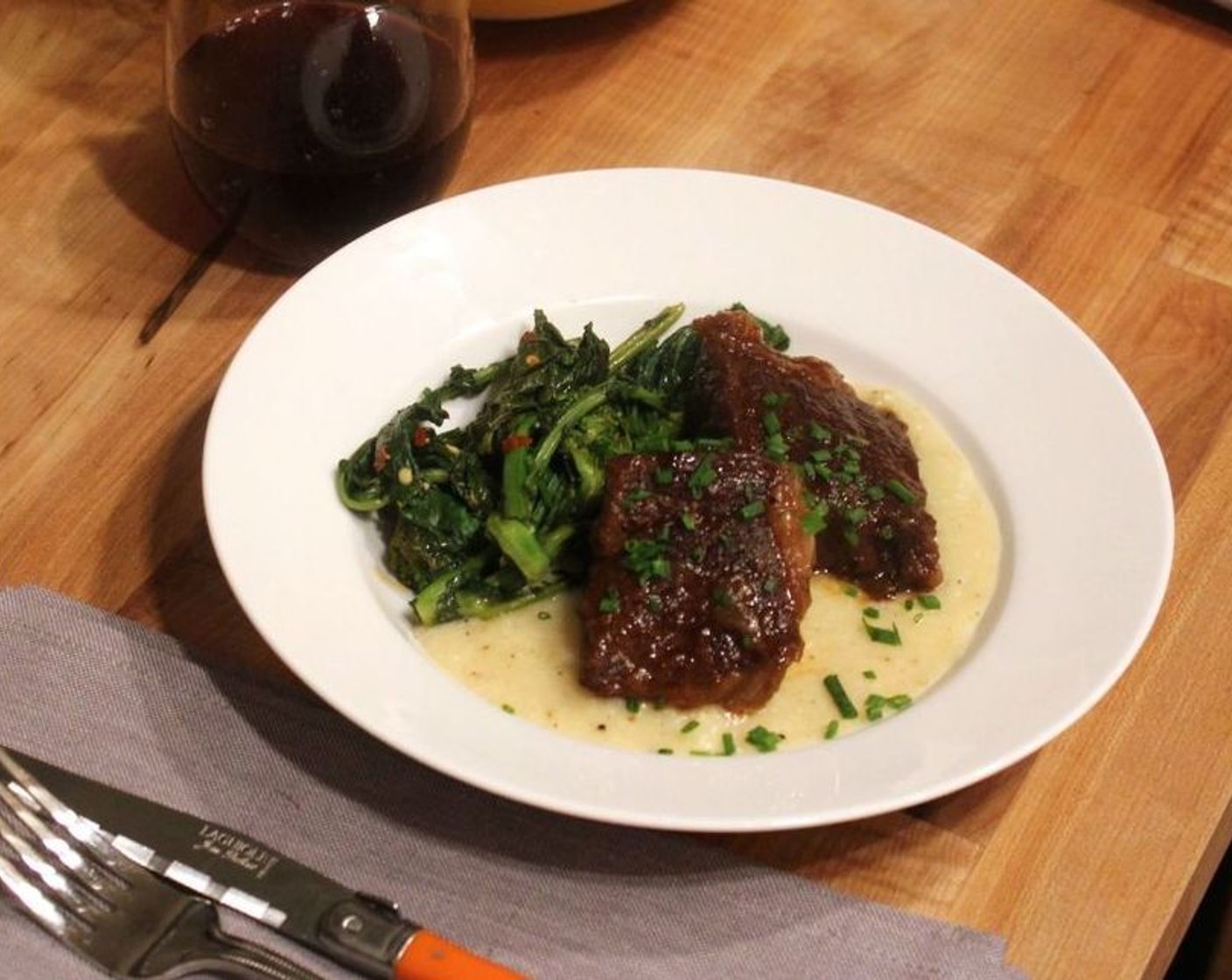Barbecue Braised Short Ribs with Cauliflower Grits
