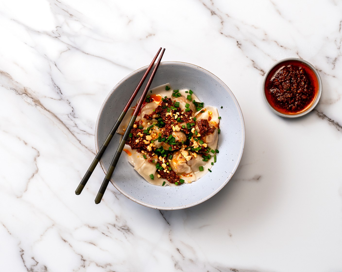Cantonese-Style Wontons with Sichuan Chili Oil