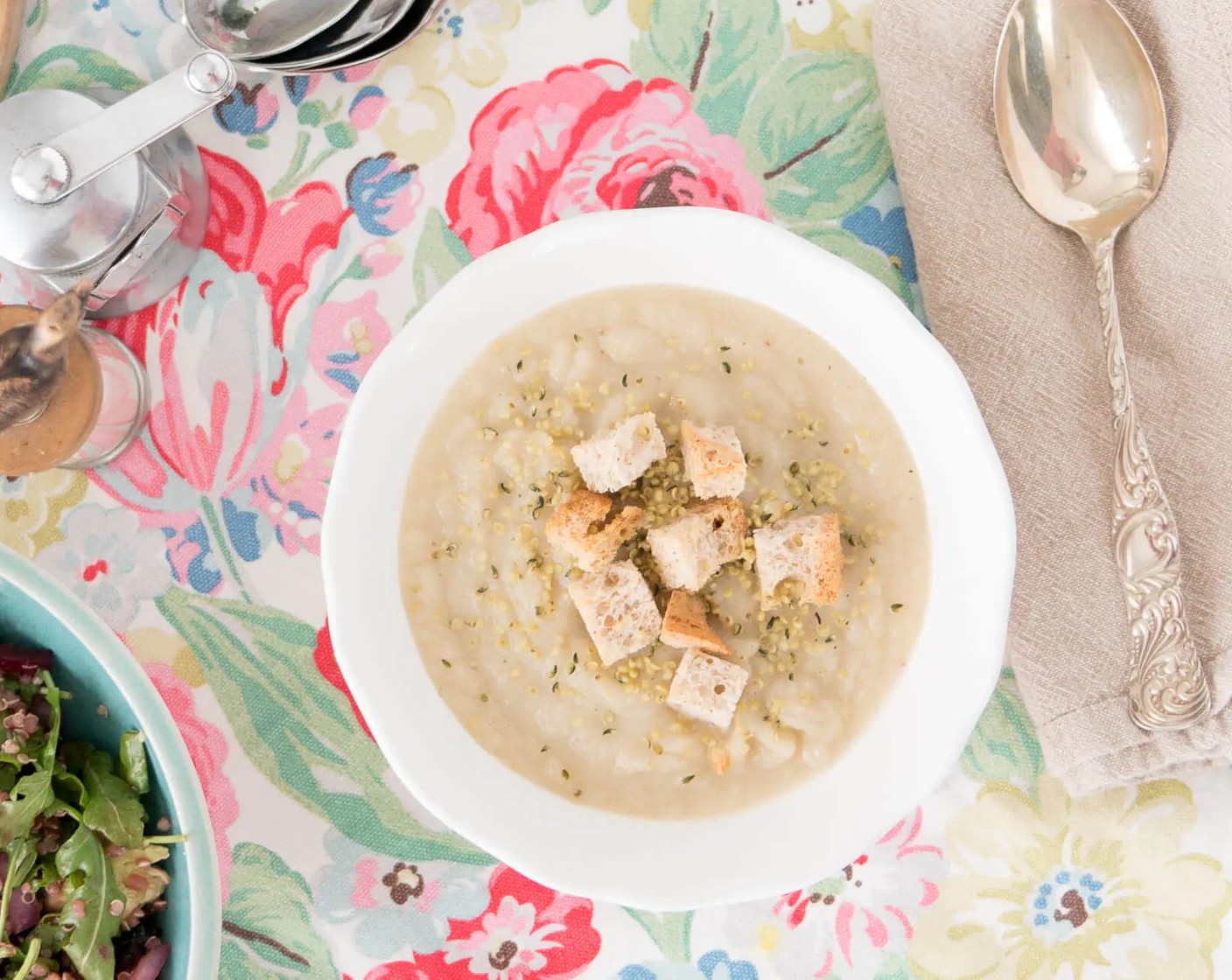 Celery Root Pear Soup with Super Tasty Croutons