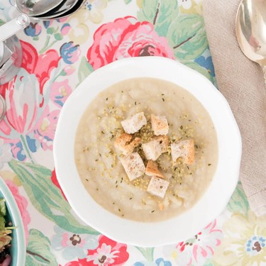 Celery Root Pear Soup with Super Tasty Croutons Recipe | SideChef