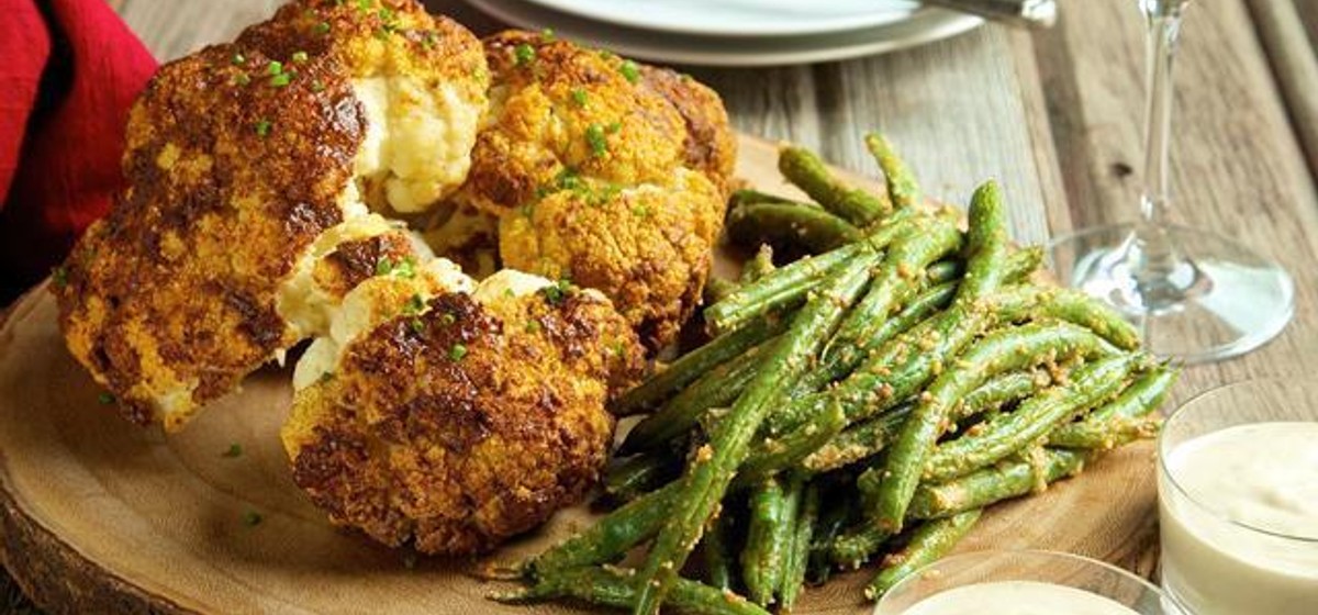 Roasted Cauliflower with Parmesan Green Beans Recipe | SideChef