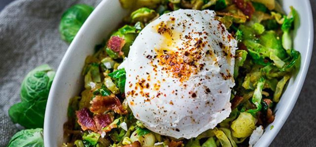 Brussels Sprout Hash with Soft Poached Egg Recipe | SideChef
