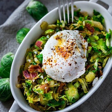 Brussels Sprout Hash with Soft Poached Egg Recipe | SideChef