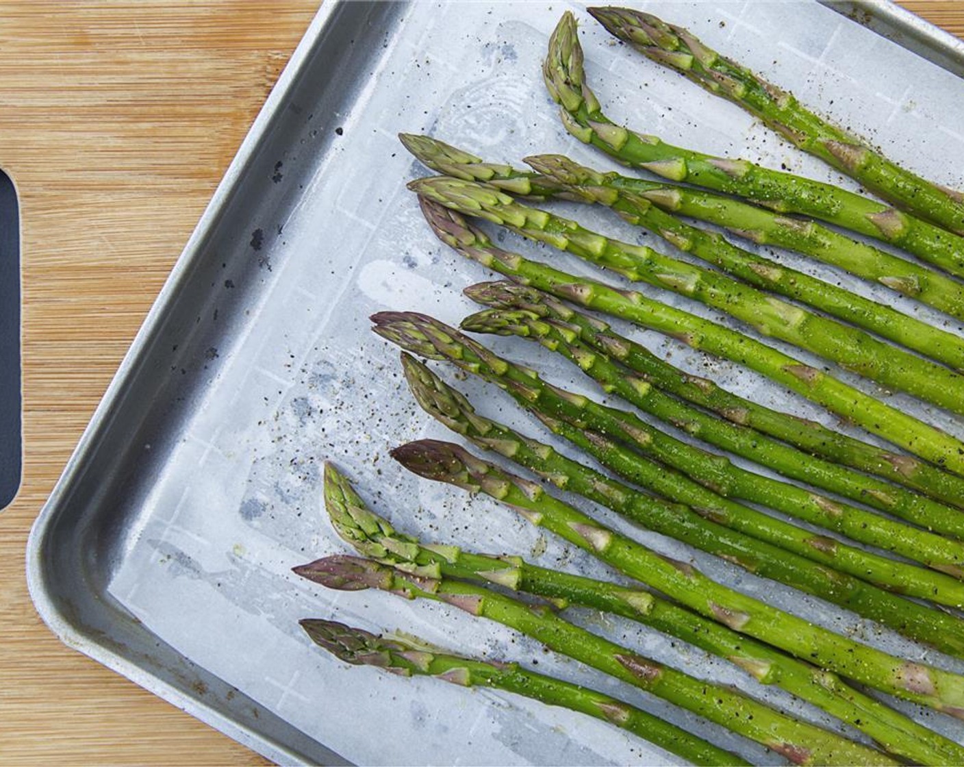 step 1 On a barbecue or in the oven, grill Asparagus (3 cups). Brush the asparagus with Olive Oil (as needed), and season with Salt (to taste) and Ground Black Pepper (to taste).