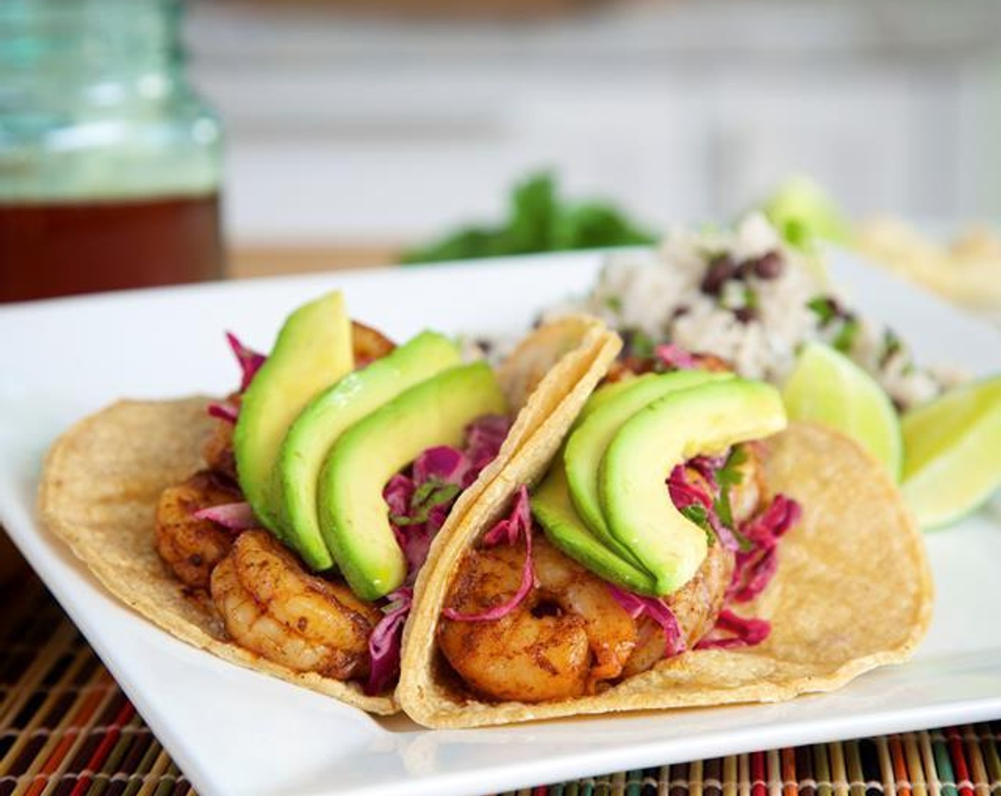 Ancho Shrimp Taco with Latin Slaw and Rice