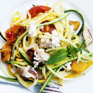 Zoodle Salad with Roasted Tomatoes and Chicken Recipe | SideChef