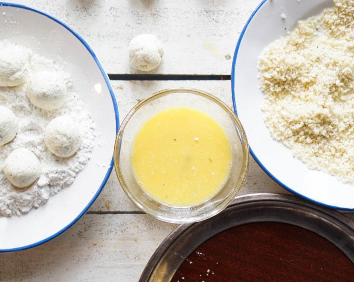 step 2 Beat the Egg (1) and a splash of water in a bowl. Add Panko Breadcrumbs (1/2 cup) to a plate and season with Salt (to taste) and Ground Black Pepper (to taste). Add All-Purpose Flour (1/2 cup) to another plate and season with salt and pepper.