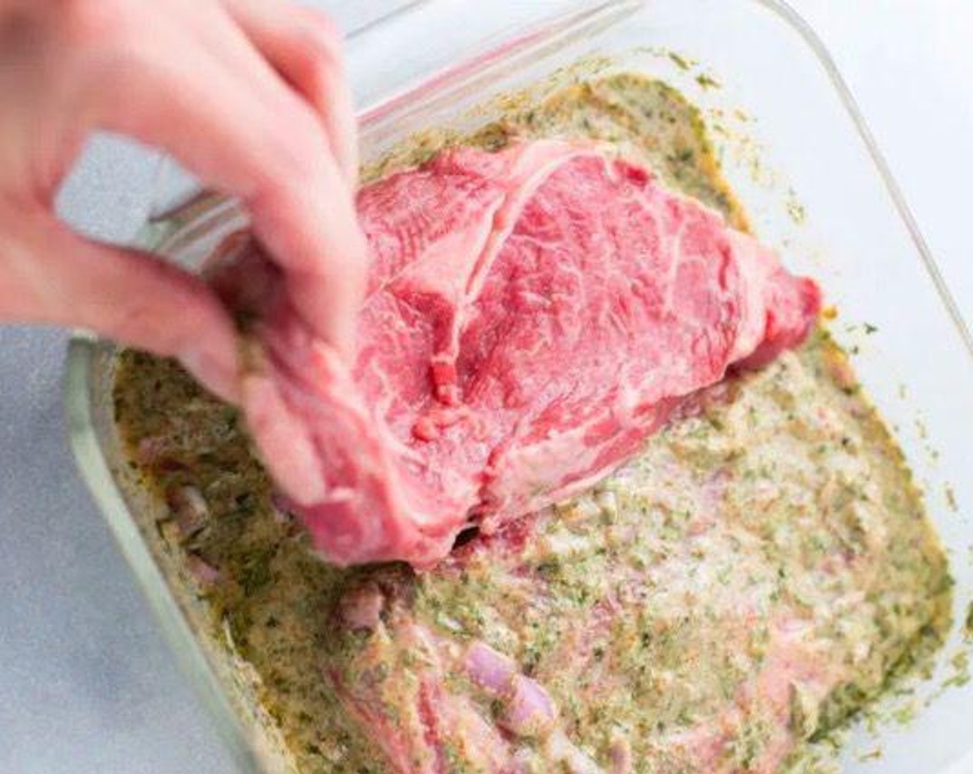 step 2 Place Rib Eye Steak (2) in the marinade, coating both sides of the steaks. Cover and refrigerate at least 8 hours or up to 1 day.