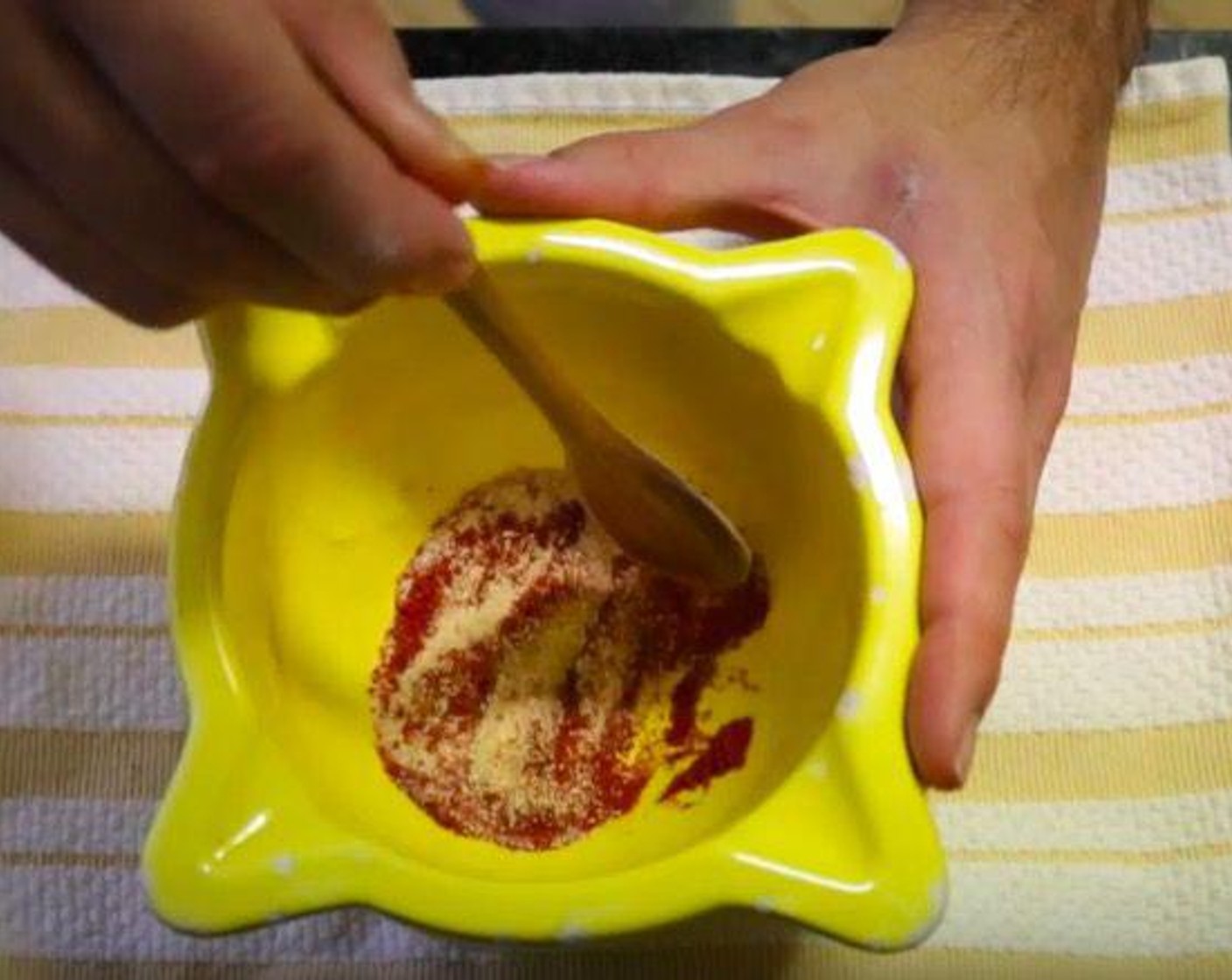 step 4 For the spice blend, add Saffron Threads (1/2 tsp) into a mortar. Using a pestle, pound down until you have a powder, then add McCormick® Garlic Powder (1 tsp), Onion Powder (1 tsp), and Smoked Paprika (1 tsp). Mix together until well combined.