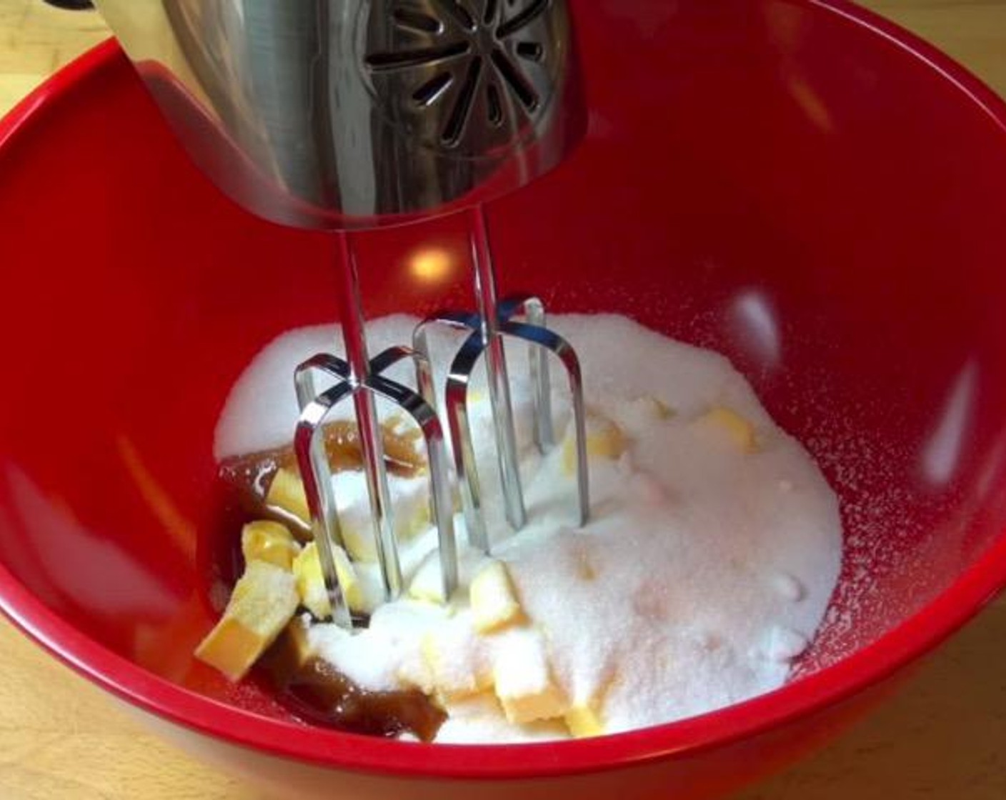 step 1 In a large mixing bowl, combine Butter (2/3 cup), Caster Sugar (1 cup) and Vanilla Extract (1 tsp). Beat together until combined.