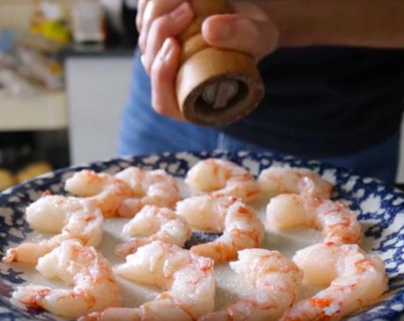 step 3 Season Jumbo Shrimp (12) with Sea Salt (to taste) and Ground Black Pepper (to taste). Set aside.