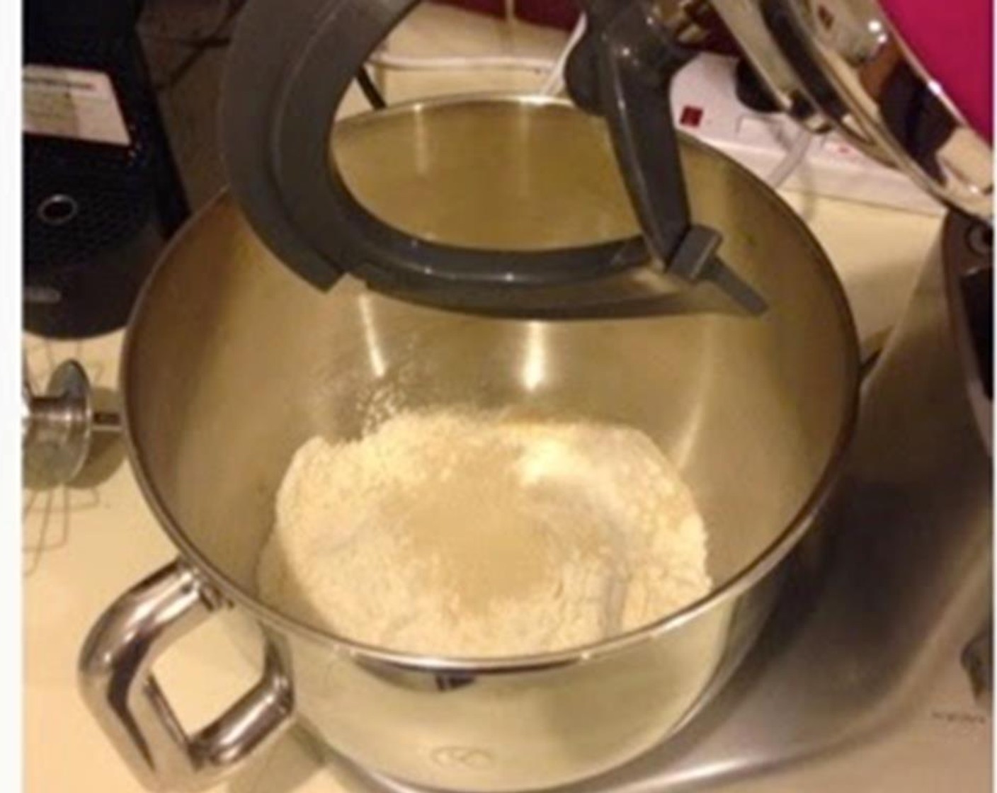 step 1 Combine Bread Flour (2 1/2 cups), Salt (1/2 Tbsp), and Active Dry Yeast (1/2 Tbsp) into a bowl.