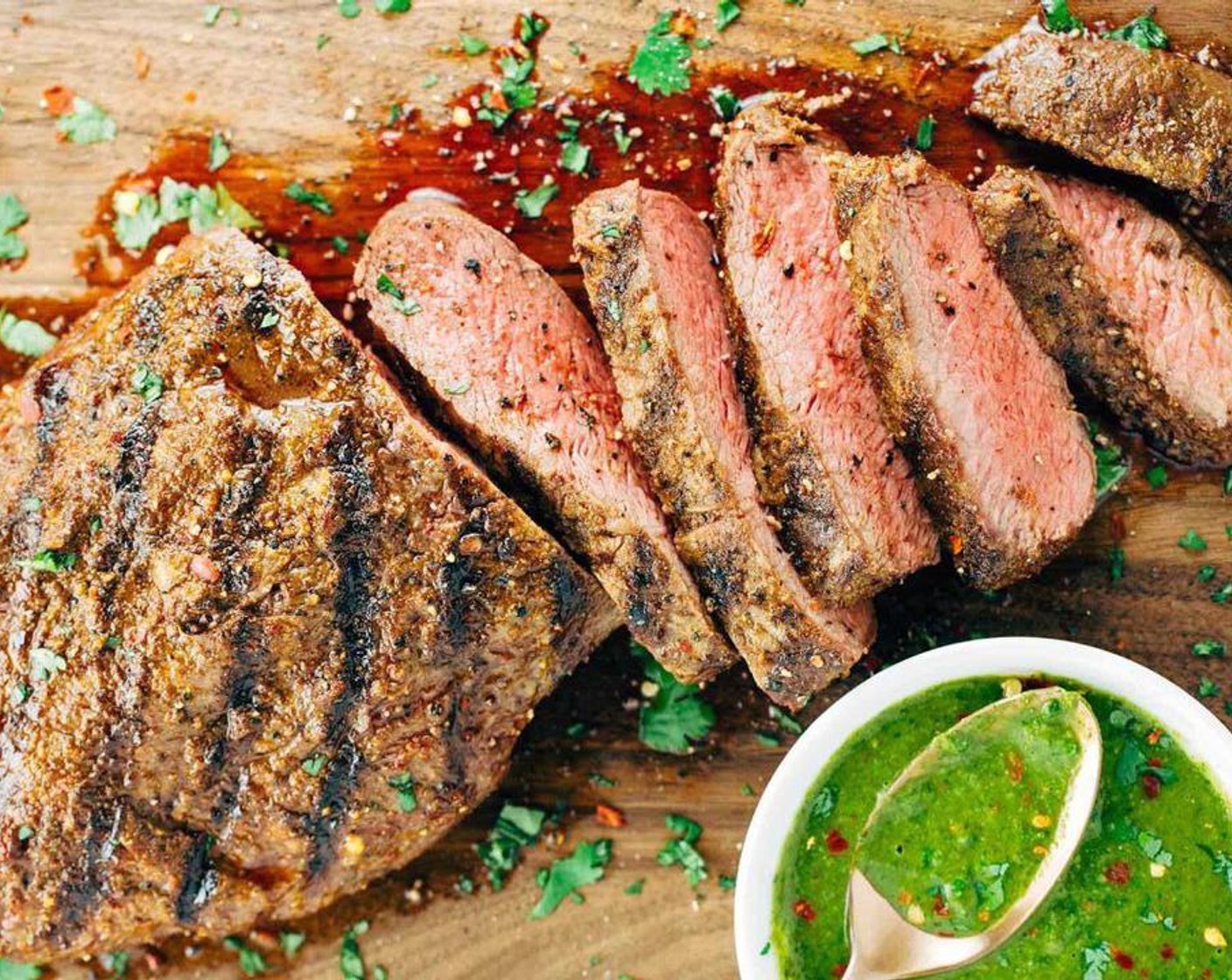 Grilled Flat Iron Steak with Chimichurri Sauce