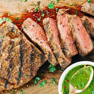 Grilled Flat Iron Steak with Chimichurri Sauce Recipe | SideChef