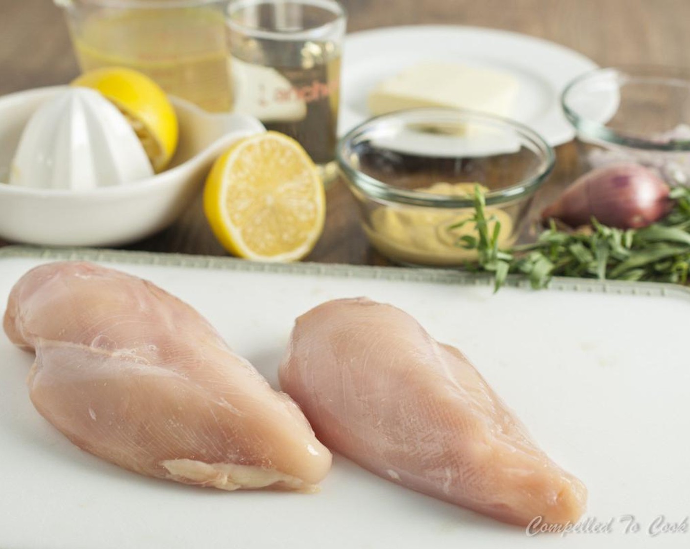 step 2 Cut off fillet from Chicken Breast (1 lb) if attached. Slice each chicken breast horizontally into two pieces.