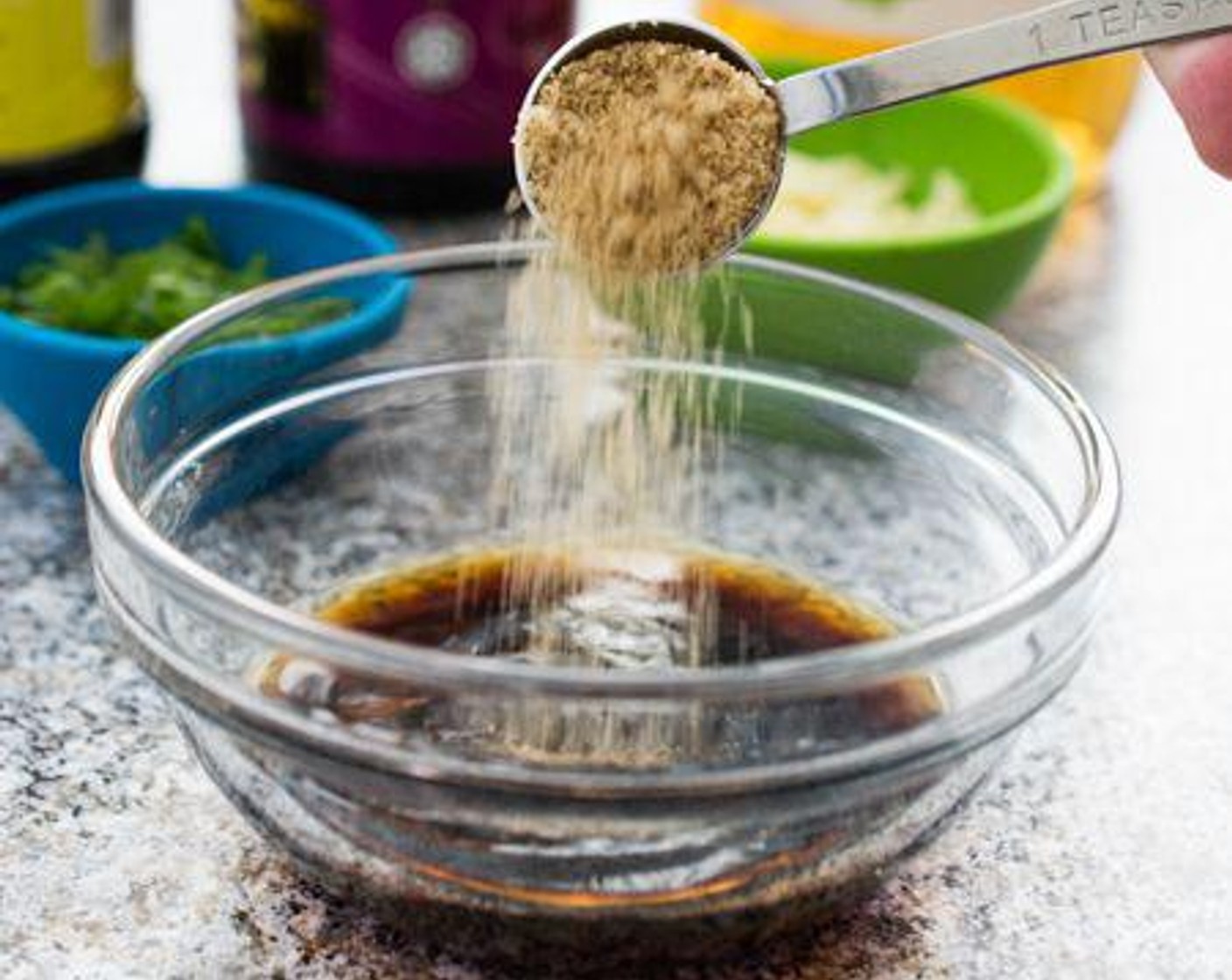 step 1 Prepare the sauce by combining Soy Sauce (3 Tbsp), Apple Cider Vinegar (2 Tbsp), Dark Soy Sauce (1 tsp) and Brown Sugar (2 tsp).