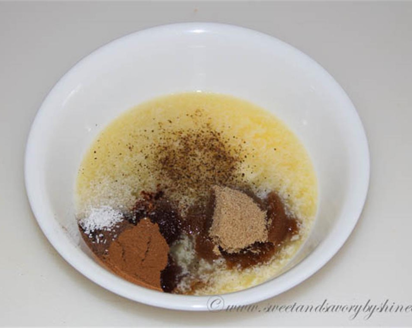 step 5 In a small bowl, mix together Ground Cinnamon (1 tsp), Ground Allspice (1/4 tsp), Brown Sugar (1/4 cup), Kosher Salt (1/4 tsp), and melted Unsalted Butter (1/4 cup).