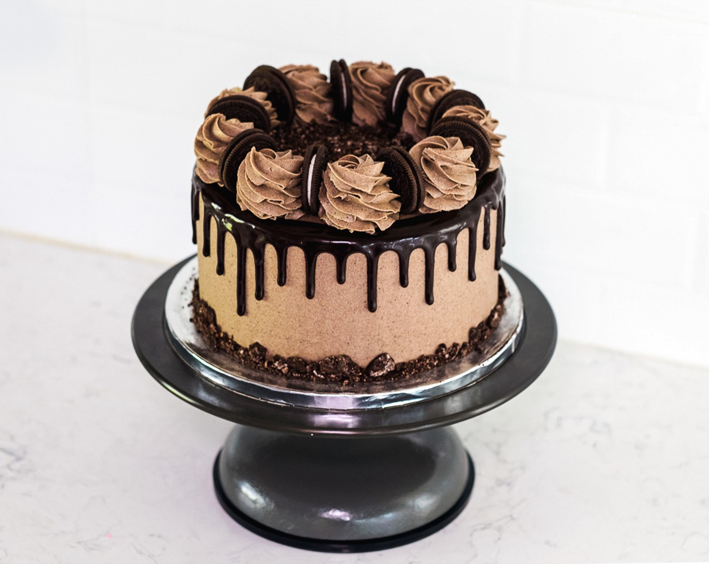 Cookies and Cream Cake with Chocolate Drip