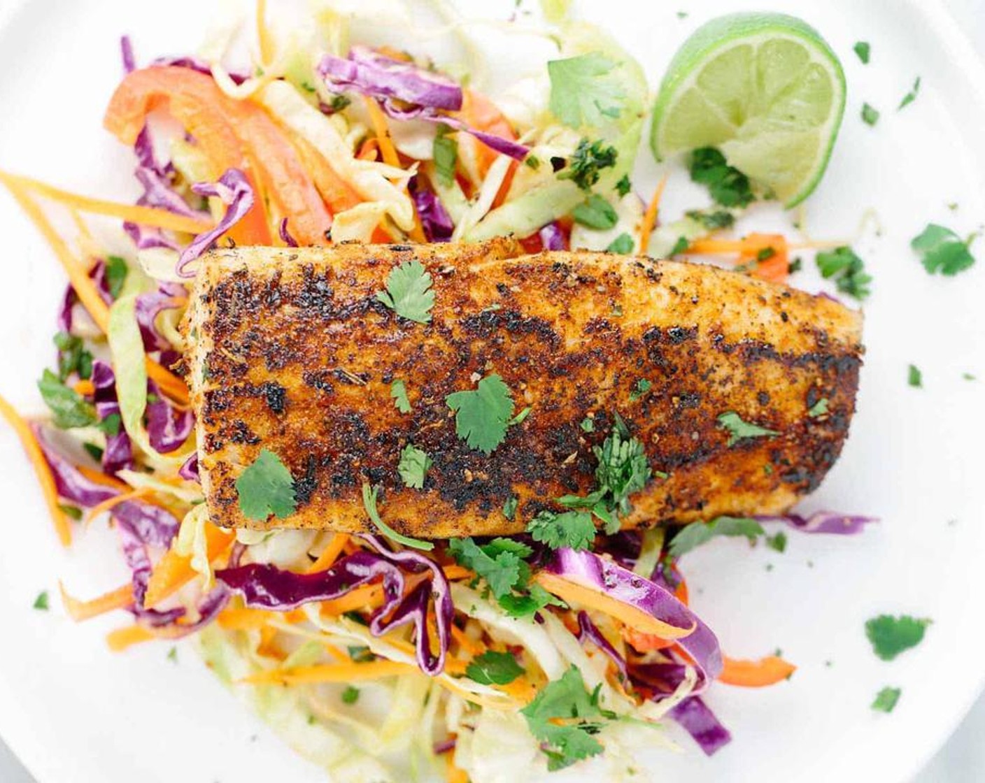 Pan Seared Mahi Mahi with Honey Lime Coleslaw