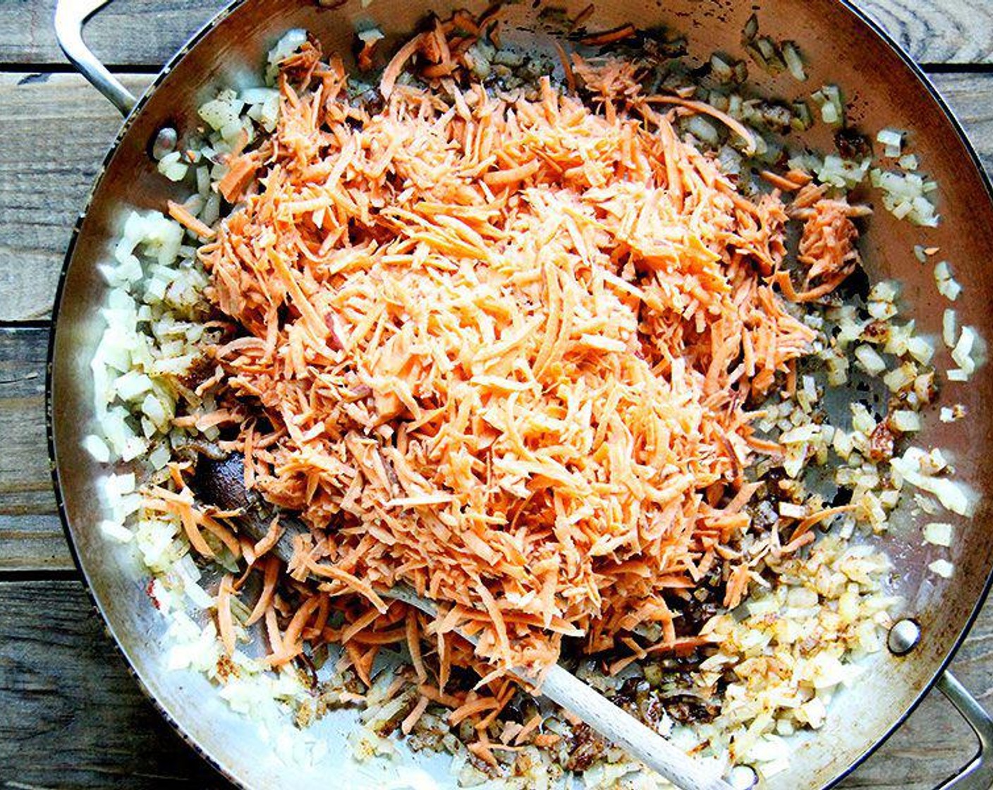 step 2 Add the Sweet Potatoes (4 cups), Chili Powder (1 tsp), Ground Cumin (1 tsp), and Cayenne Pepper (1 pinch) and cook, covered, for about 10 minutes, stirring every few minutes.