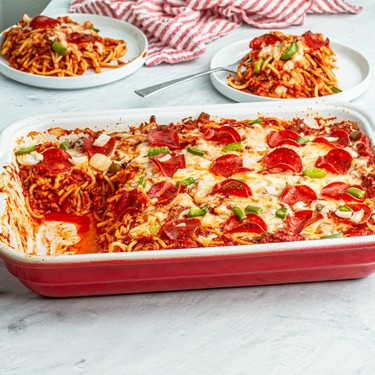 Baked Deep Dish Pizza Spaghetti Recipe | SideChef